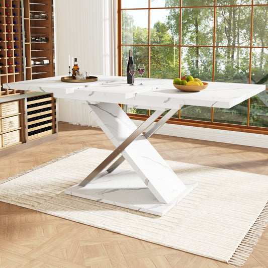 Gigab2b original image - Esstisch Ausziehtisch (118-157×75cm), Küchen-Wohnzimmertisch, Anstecktisch, Ausziehbar auf 118-157cm mit Hilfe von innenliegender Einlegeplatte, Esstisch mit Kreuzbeinen