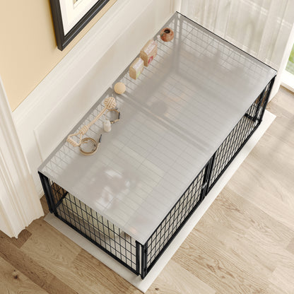 Basics Modulare Hundebox 120x60x60 cm, Flexibler Hunde-Käfig mit Sicherheitsdeckel & Verstellbarer Tür, Aus Stahl mit Rostschutz, inkl. PVC-Auflage, Schwarz