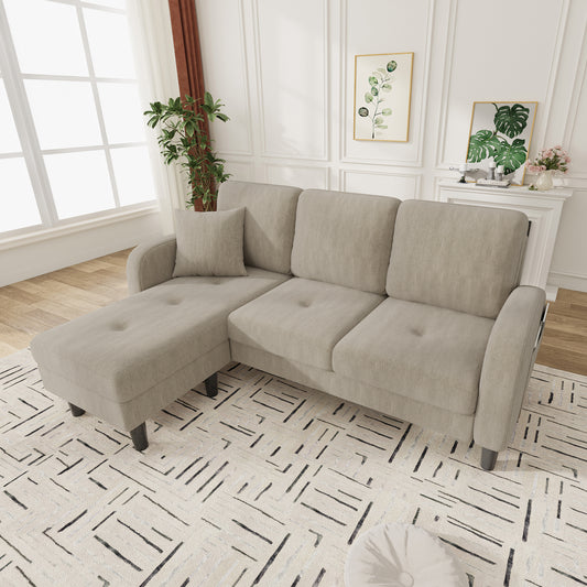 166 x 118 x 77 cm,L-förmiges Ecksofa mit Chaiselongue – 3-Sitzer Sofa, Cordstoff, Kunststoffbeine, Modulares Design, Ideal für Wohnzimmer, Apartments und Büros