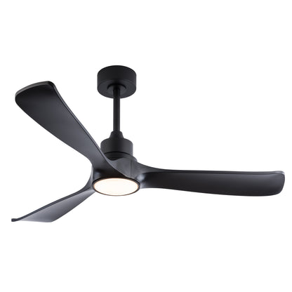52-Zoll schwarzer Deckenventilator mit Licht und Fernbedienung, reversiblem DC-Motor, 3 Farbtemperaturen, moderner Deckenventilator mit Licht für Innen- und Außenbereich, geeignet für Schlafzimmer, Wo