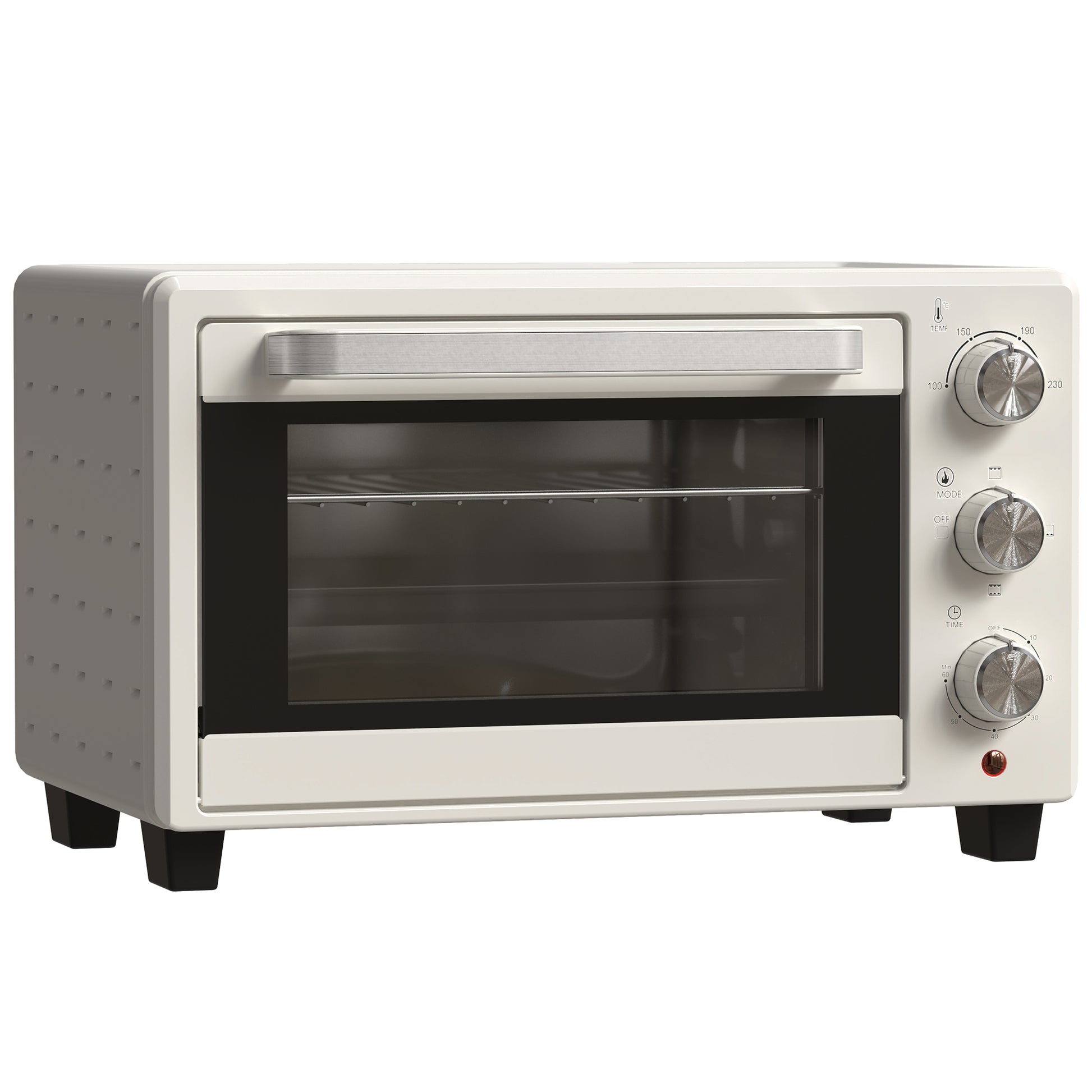Gigab2b original image - Minibackofen mit Drehspieß, Backofen kleine 21 L Toasterofen mit 1 Drahtgestell und 1 Backblech, 3 Kochmodi, 100 °C-230 °C, Edelstahl, Glas, Cremeweiß