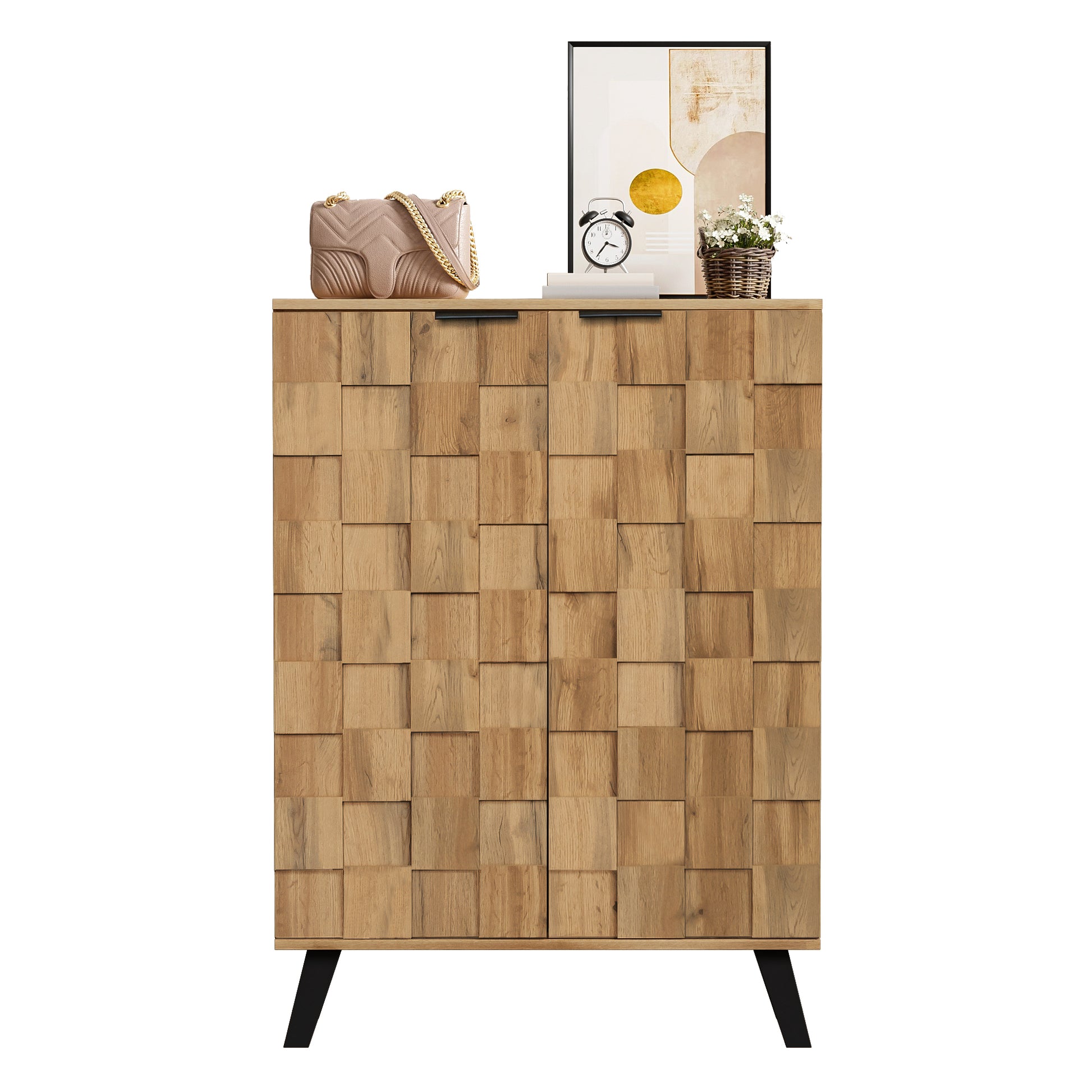 Gigab2b original image - Sideboard, Moderner Schuhschrank mit 5 Fächern – Maße 80,5 x 35 x 109,5 cm, Verstellbare Einlegeböden