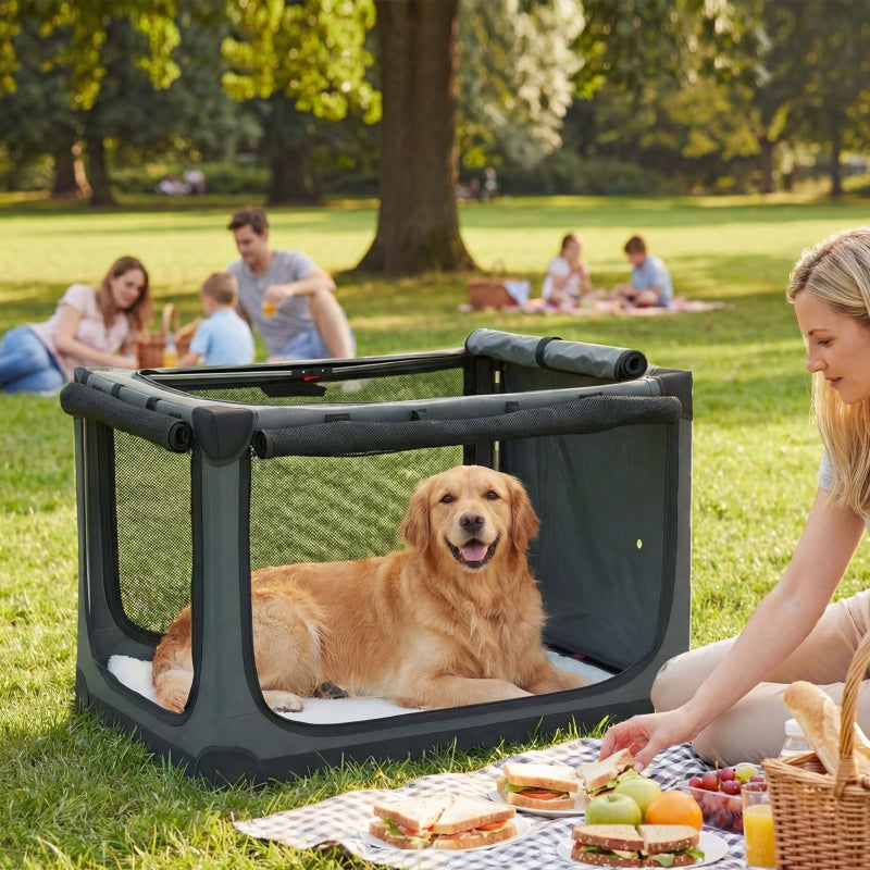 Foldable Dog Crate with Cushions - Washable Oxford Fabric Pet Carrier