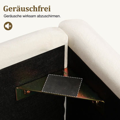 Polsterbett, Einzelbett, Kinderbett 90 x 200cm, hydraulisches Funktionsbett, Bett mit Lattenrost, Kopfteil, großem Stauraum und  USB-Ladeanschluss, gepolstertes Kopfteil, samt, beige
