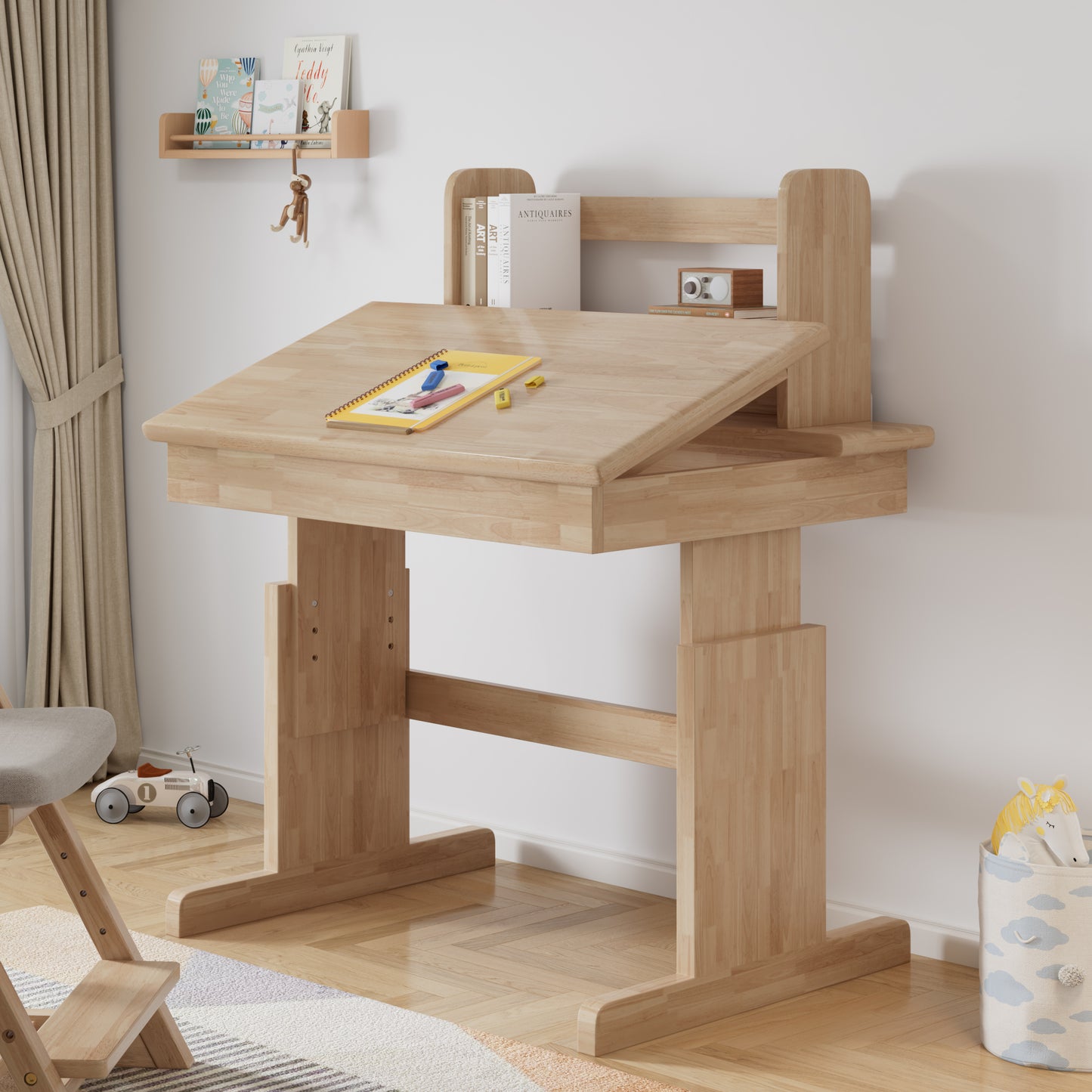 Adjustable Solid Wood Multifunctional Desk for Kids