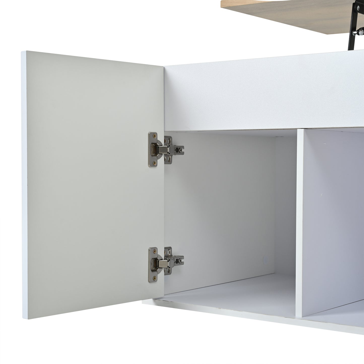 Wohnzimmer-Couchtisch, 46 x 95 x 45 cm, höhenverstellbar bis maximal ca. 59 cm, mit zwei Schranktüren und einem klaren, stromlinienförmigen Design.Beistelltisch aus Naturholz,Sofatisch, Schreibtisch
