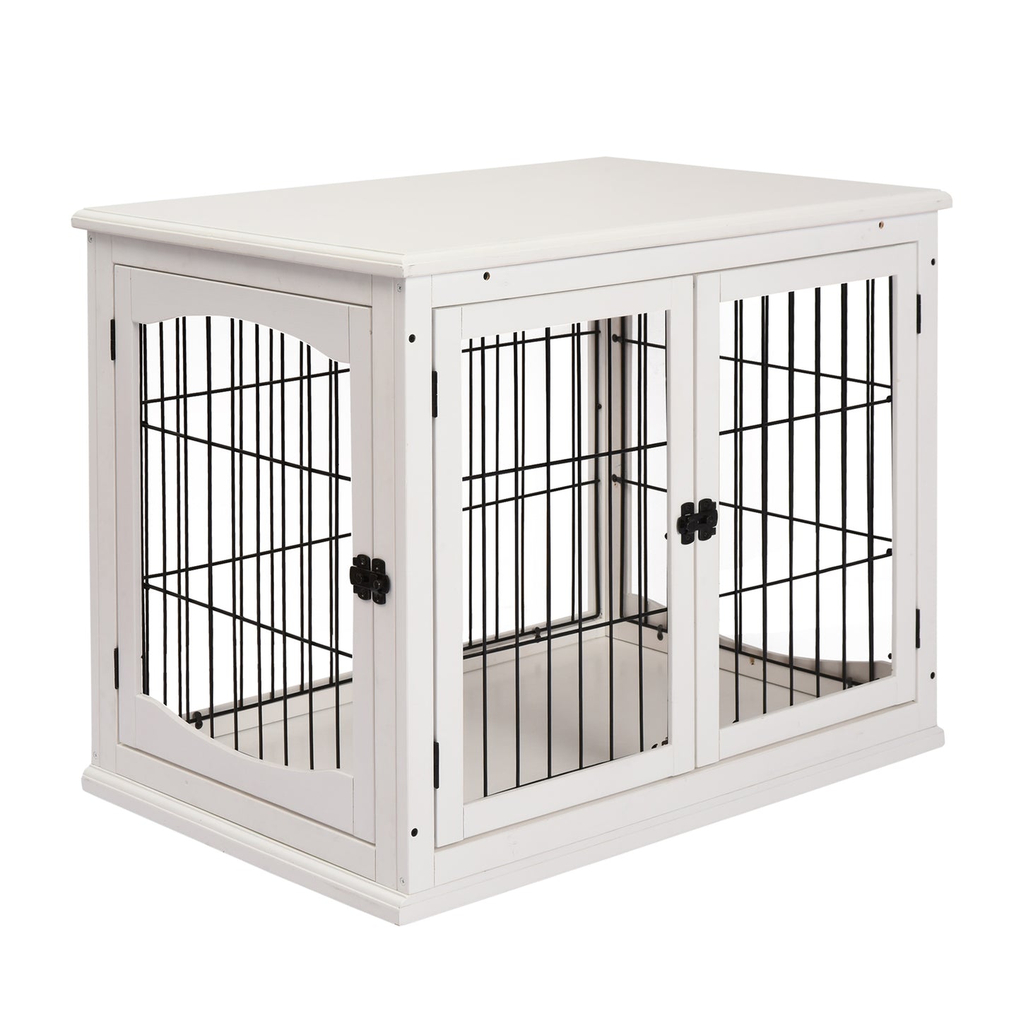 Gigab2b original image - Hundehütte Hundehaus Transportbox Kleintierkäfig für Innen 81 x 58,5 x 66 cm aus MDF & Metall in Weiß, ideal für Haustiere