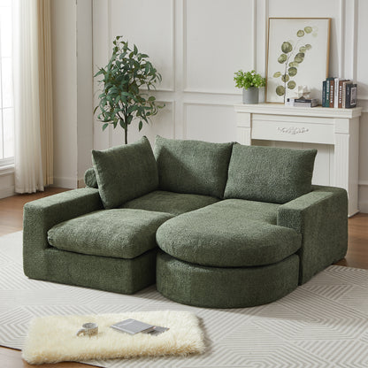 Chenille-Sofa mit gebogenen Elementen und Liegestuhl, vollständig komprimiert und ohne Gestell, modulares Kombinationssofa L-Liegestuhl, Schaumstoff-Kompressionssofa, keine Montage erforderlich
