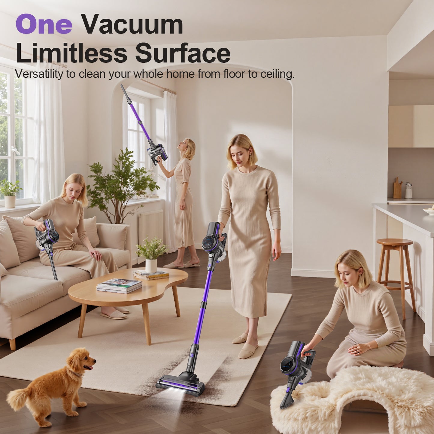 INSE S7P Purple Cordless Stick Vacuum Cleaner with LED Display