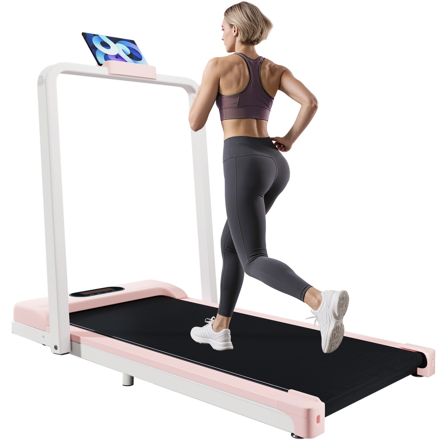 2 in 1  Laufband für zuhause, Laufband mit Fernbedienun 1-6 km/h Geschwindigkeit mit  LED-Display & Bluetooth Lautsprecher&Telefonhalterung,Laufband für Zuhause & Büro, Leicht zu Falten,Montagefre