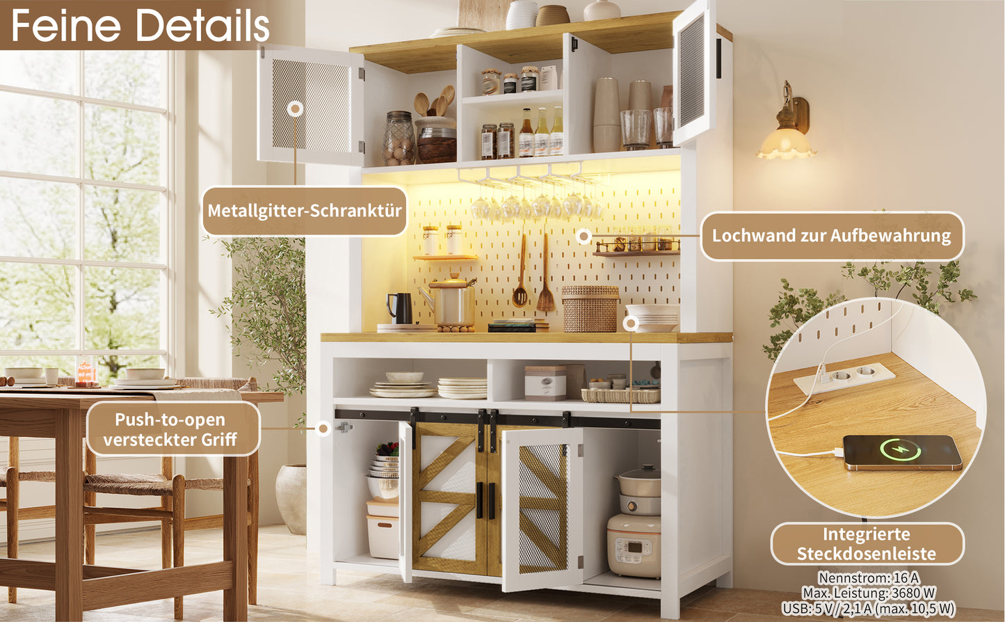 Tall Cake Cabinet with USB Connection