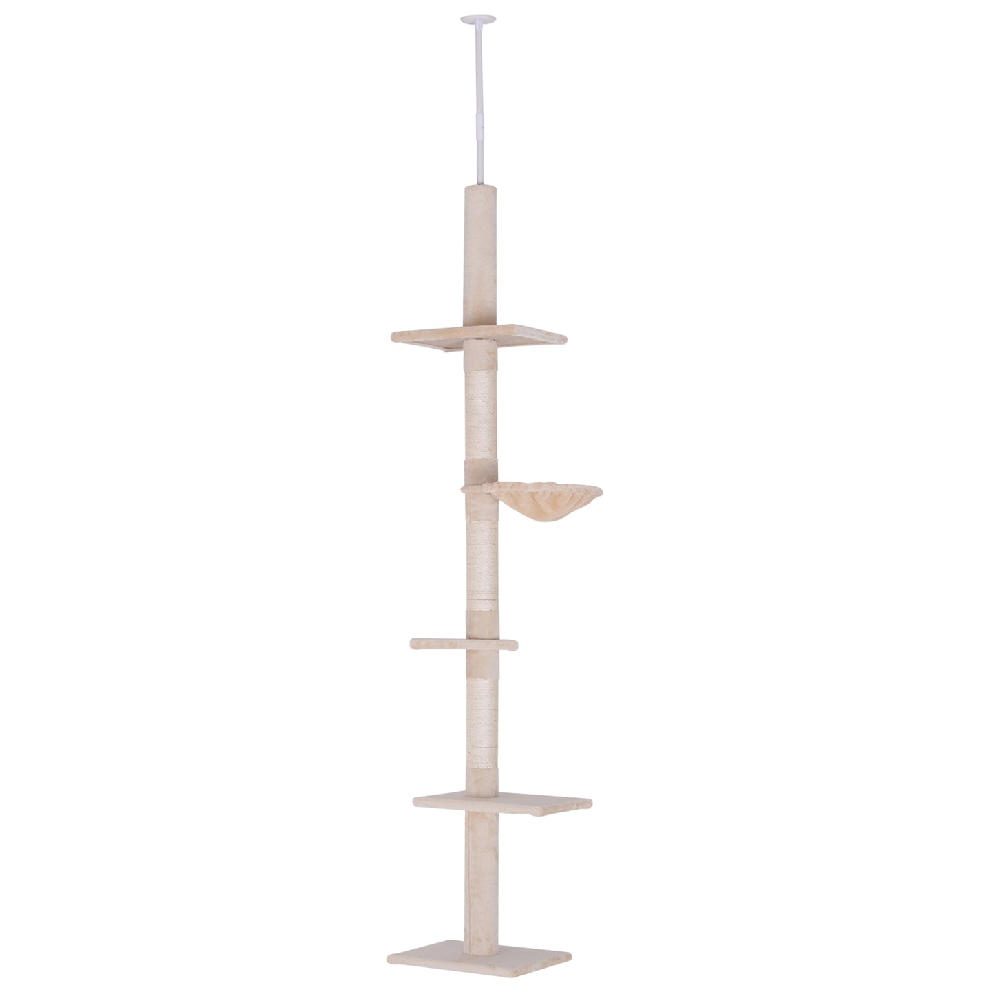 Gigab2b original image - Kratzbaum Deckenhoch, H230-260 cm, höhenverstellbar Kletterbaum für Katzen, stabil, Beige