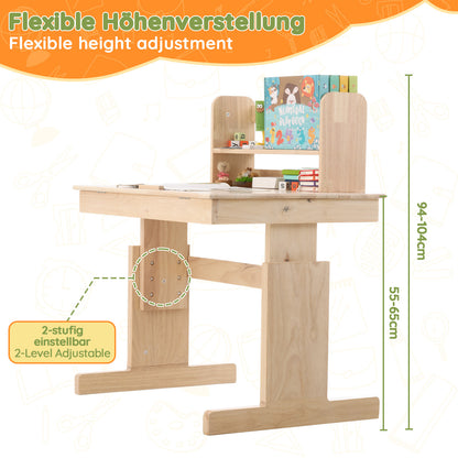 Adjustable Solid Wood Multifunctional Desk for Kids