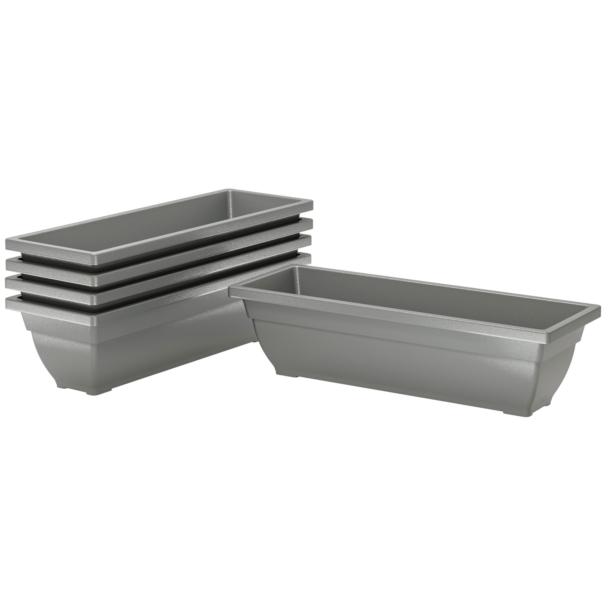5er Set Blumentopf aus Kunststoff, 59 x 21 x 16 cm stapelbar Blumentöpfe Set, wetterfest Übertopf, Töpfe für innen und außen, Grau