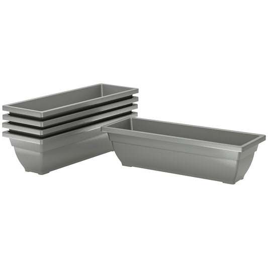 5er Set Blumentopf aus Kunststoff, 59 x 21 x 16 cm stapelbar Blumentöpfe Set, wetterfest Übertopf, Töpfe für innen und außen, Grau