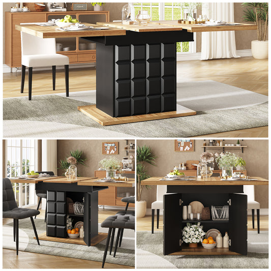 Gigab2b original image - Esstisch Teleskoptisch(110-140×80cm), klappbarer Küchentisch für 4-6 Personen, Ausziehbarer Esstisch ,platzsparender Küchentisch,für Küche und Wohnzimmer,Tisch mit kariertem Muster