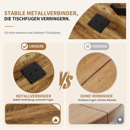 Runder Tisch im Bauernstil mit X-Beinen, 80 cm - Küchentisch, Esstisch für Wohnzimmer, Homeoffice, Balkon oder Café - Retro Braun & Schwarz