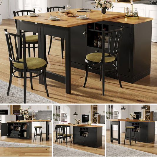 Gigab2b original image - Hochwertiger Ausziehbarer Bartisch mit 360° Drehfunktion und Stauraum,Längenverstellbar von 120-180cm, Wohnzimmer, Esszimmer, Homeoffice, schwarzer ausziehbarer Design-Stehtisch, Schwarz