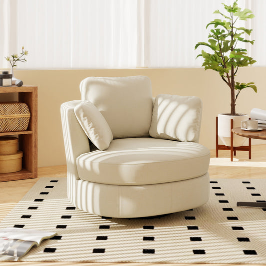 Gigab2b original image - Moderner XXL-Sessel aus beige Chenille, 3 einzeln verwendbare Kissen, hochelastische Sitzpolsterung – bequemer Lesesessel für Wohnzimmer, Schlafzimmer und Arbeitszimmer