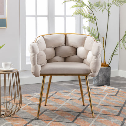 Luxurious Modern Accent Chair for Bedroom Vanity with Metal Frame