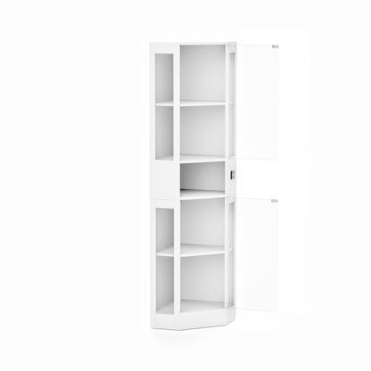 Funfstockige Glasvitrine mit Stauraum, LED-Beleuchtung, Glasturen und intelligenten Sensoren Geeignet fur