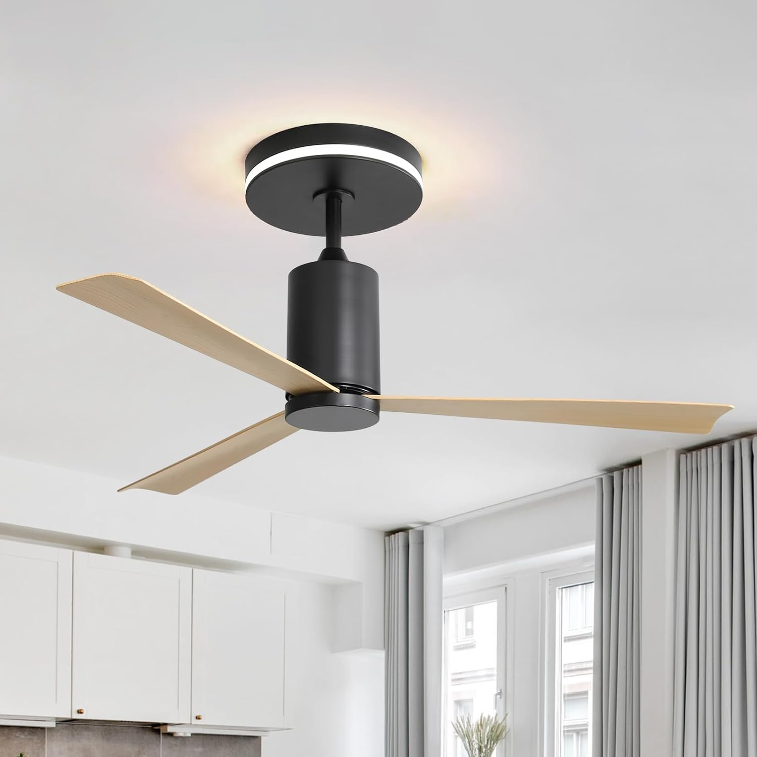 52 Zoll moderne Deckenventilator mit LED-Beleuchtung und Fernbedienung 3 ABS-Flügel geräuschloser reversibler DC-Motor für Wohnzimmer und Terrasse