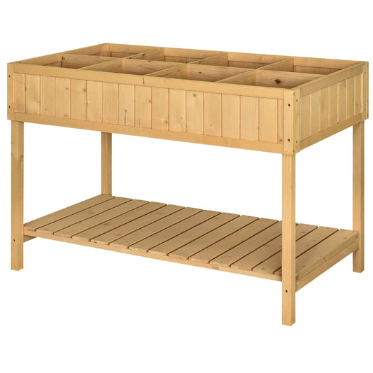 Gigab2b original image - Pflanztisch Hochbeet Pflanztisch Blumenkasten Anzuchttisch 8 Fächer mit Abfluss Ablage Tanne Massivholz Naturholz 110 x 46 x 76 cm