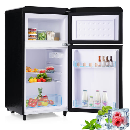 Gigab2b original image - Retro-Kühlschrank, oberer und unterer Doppeltür-Kühlschrank, 72 Liter Gesamtvolumen, mit 21 Liter Gefriervolumen, 120 kWh/Jahr, LED-Licht. Erhältlich in verschiedenen Farben. [Energieklasse E]