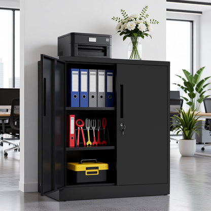 Small Metal Storage Cabinet with Adjustable Shelves