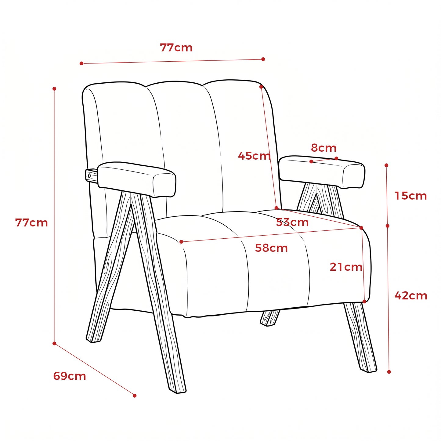 Bouclé-Sitzmöbel mit Holzrahmen, Armlehnenstuhl für Wohnzimmer, Schlafzimmer, Gelb