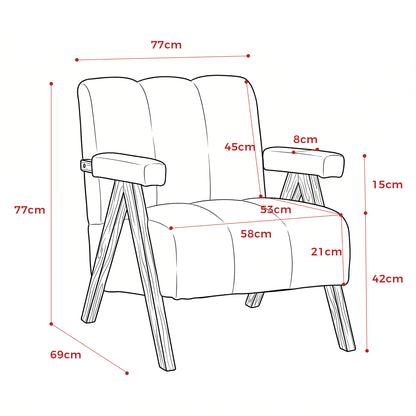Bouclé-Sitzmöbel mit Holzrahmen, Armlehnenstuhl für Wohnzimmer, Schlafzimmer, Gelb