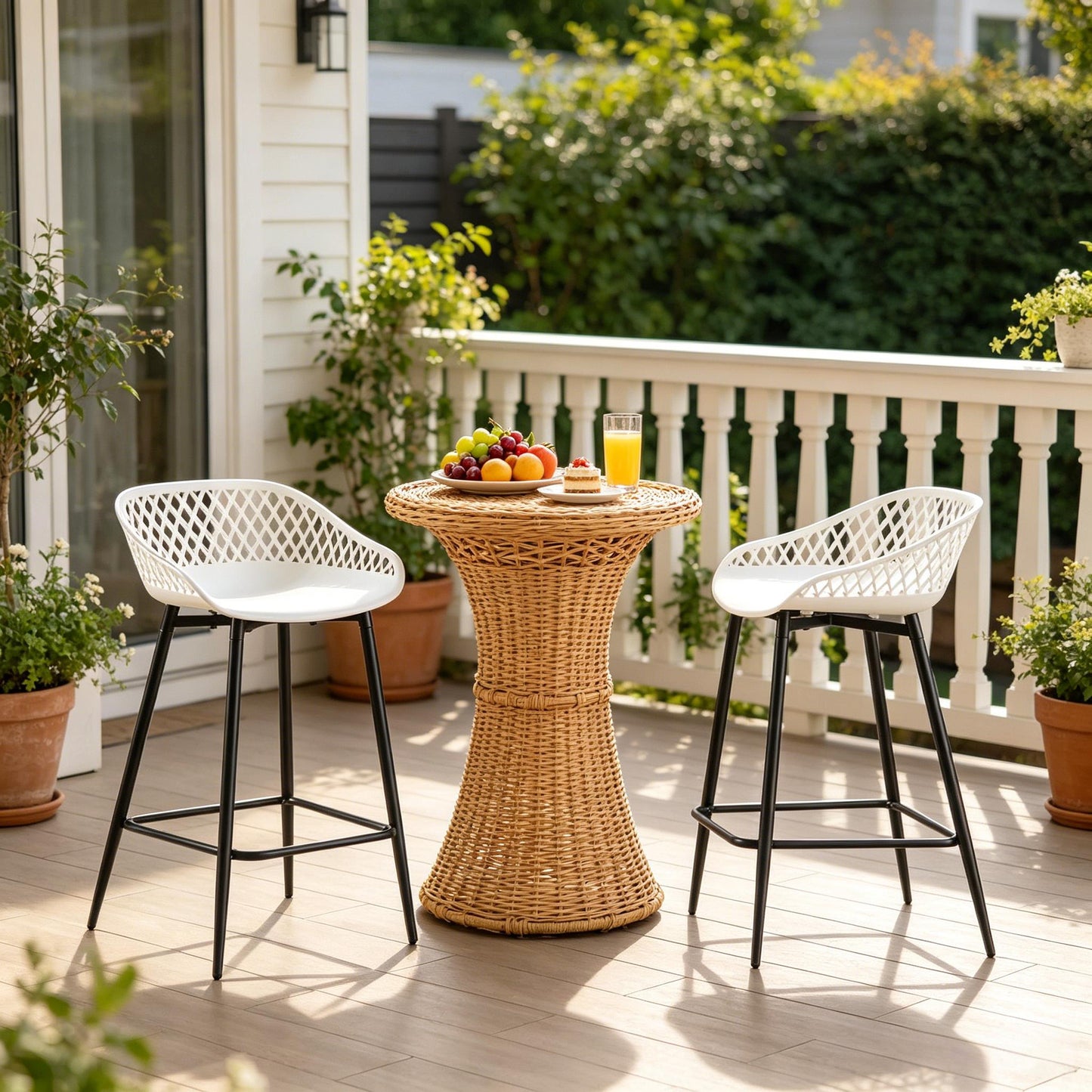 Chic Tischhockel,Barhockel mit Fußlehne,Küchenstuhl,Gartenhohler(nur mit 2Pcs Hocker)