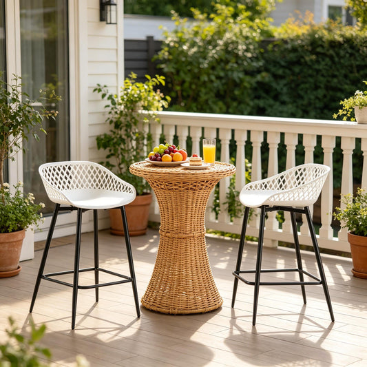 Chic Tischhockel,Barhockel mit Fußlehne,Küchenstuhl,Gartenhohler(nur mit 2Pcs Hocker)