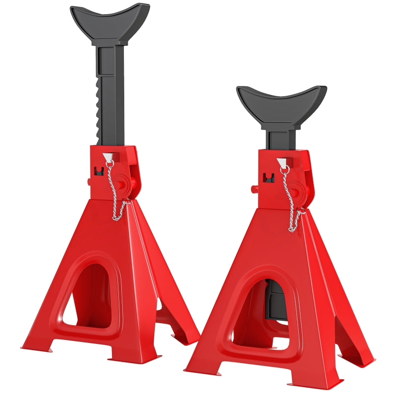 Gigab2b original image - Unterstellbock 6 Tonnen Traglast 2 Stück Stützbock inkl 2 Sicherungssplint 13 stufig Höhenverstellbar 375 mm bis 592 mm Unterstellböcke PKW Wagenheber Ständer für Werkstatt Garage Rot