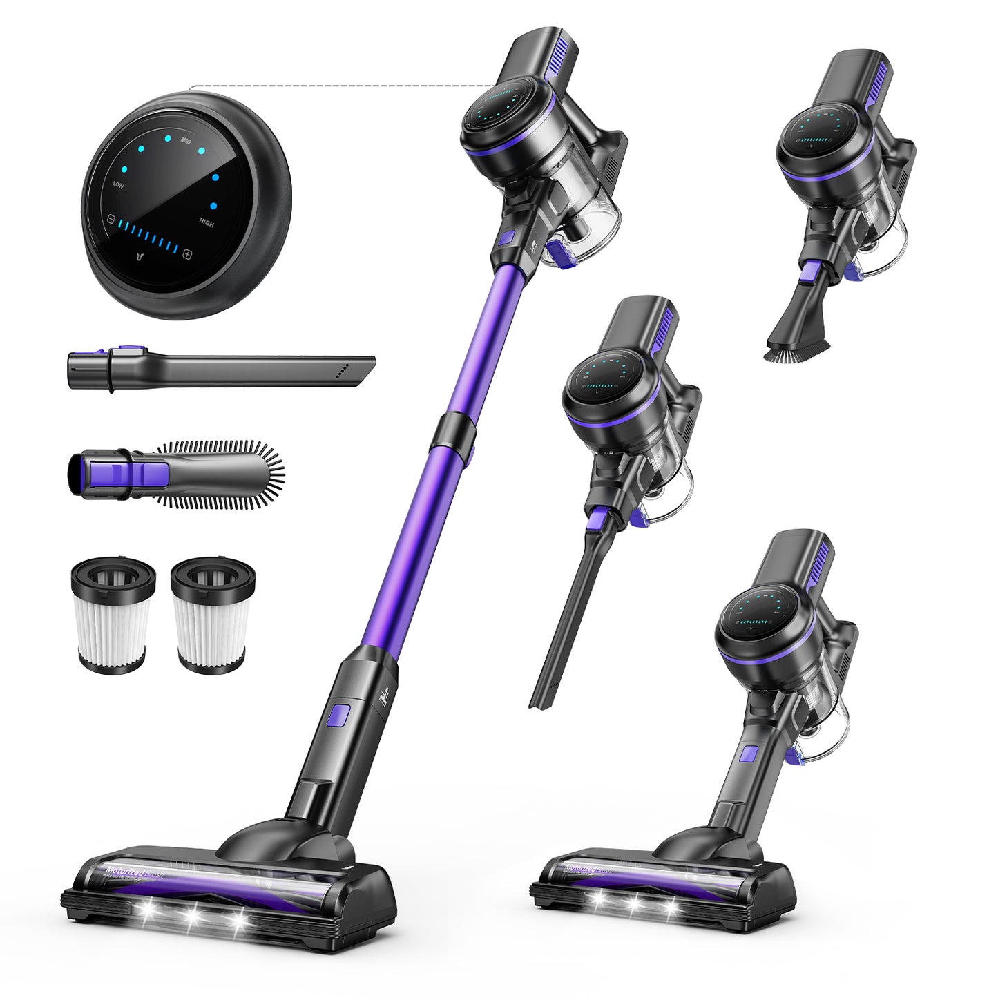 Gigab2b original image - INSE S7P Purple Cordless Stick Vacuum Cleaner with LED Display and Soft Roller Brush