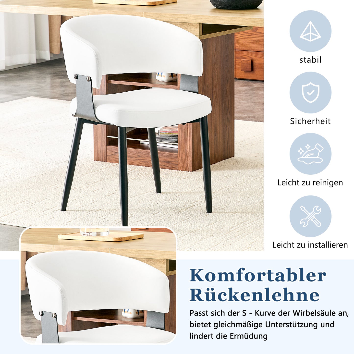 Mid-Century Modern Dining Chair Set (2-Pack) - Retro Bucket Style