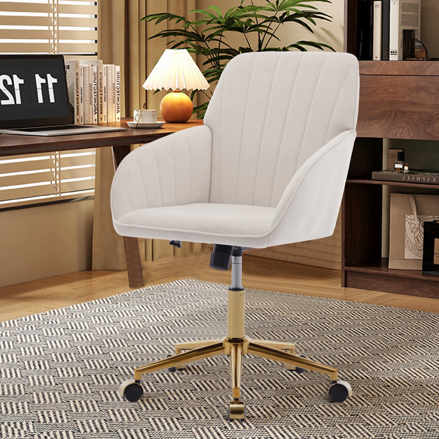 Gigab2b original image - Höhenverstellbarer Bürodrehstuhl für Zuhause und Schlafzimmer, ergonomischer Drehstuhl mit Rückenlehne, geeignet für langes Sitzen.