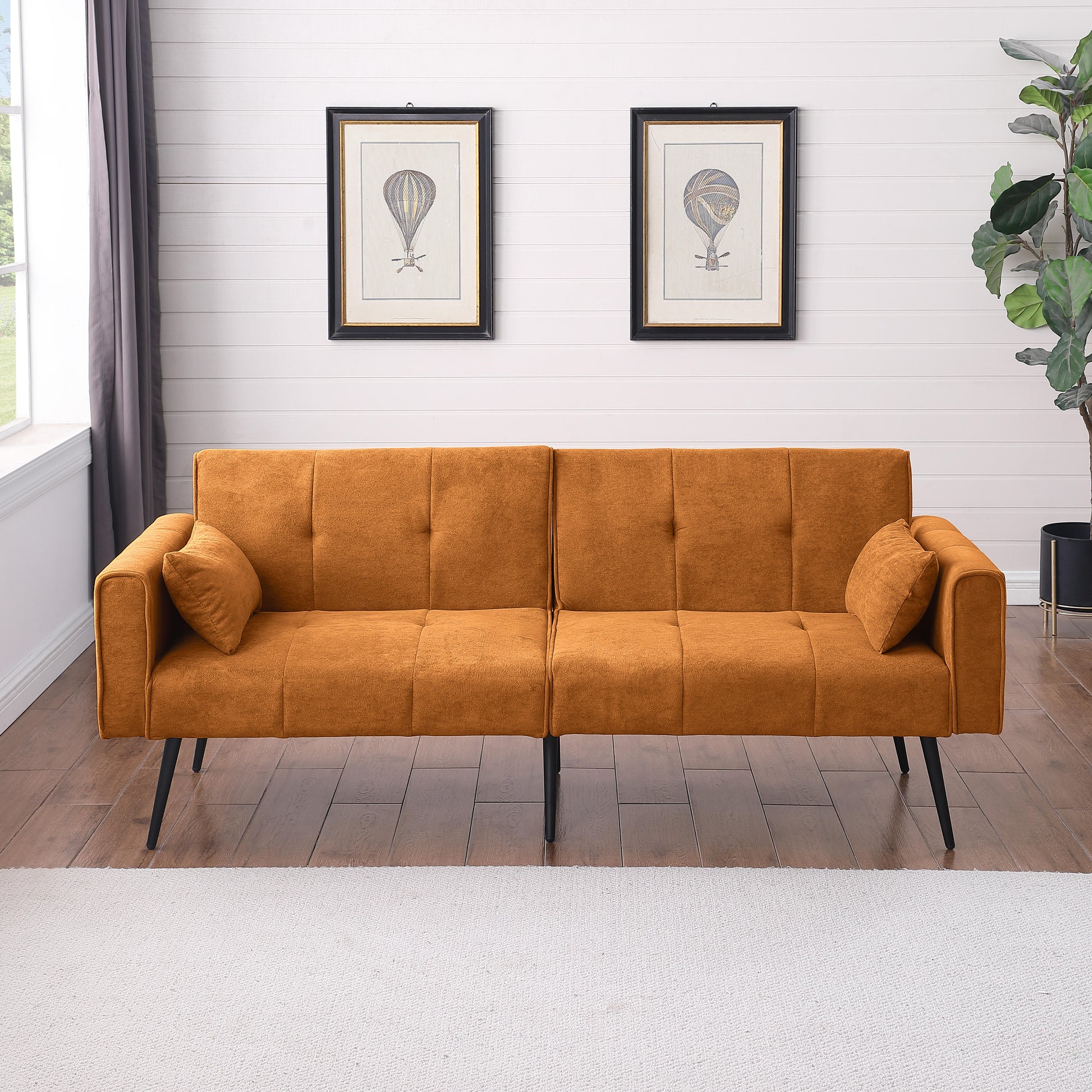 Best Choice Products Upholstered Futon Sofa Bed,Comfy Modular Foldable Sleeper Sofa 68″Fabric Couch Sleeper for Home,Dorm, Bonus Room, Compact Spaces.