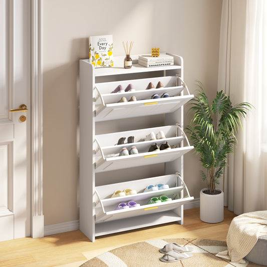 70*24*120cm Schuhschrank Schuhregal, mit 6 Fächern, Schränke Schuhschränke Schuhhochschränke,Kann in Fluren, Türen, Wohnzimmern und Büros aufgestellt werden,MDF+Spanplatte, weiß