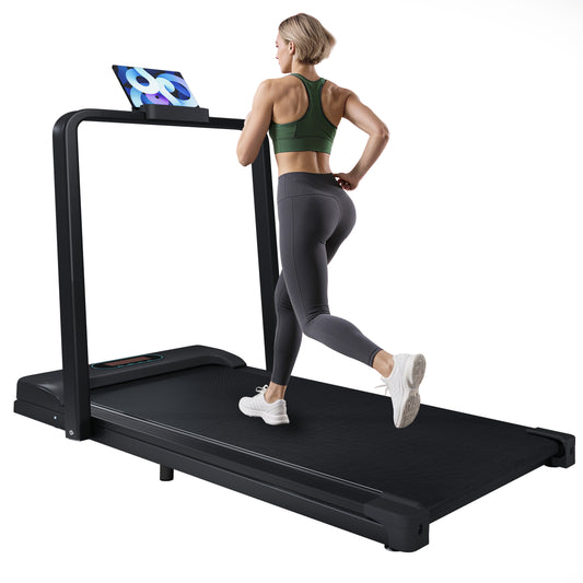 2 in 1 Laufband für zuhause, Laufband mit Fernbedienun 1-6 km/h Geschwindigkeit mit  LED-Display & Bluetooth Lautsprecher&Telefonhalterung,Laufband für Zuhause & Büro, Leicht zu Falten,Montagefre