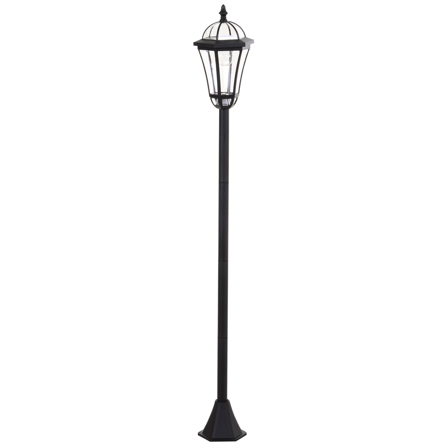 2-St Solar Straßenlaterne LED, IP44, ABS, Ø18,5 x H129 cm, Energiesparmodus, wasserfest, Gartenleuchte mit Edelstahl, Schwarz