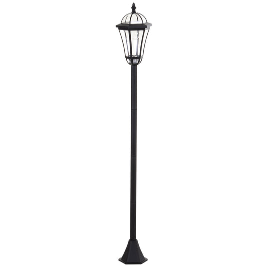 2-St Solar Straßenlaterne LED, IP44, ABS, Ø18,5 x H129 cm, Energiesparmodus, wasserfest, Gartenleuchte mit Edelstahl, Schwarz