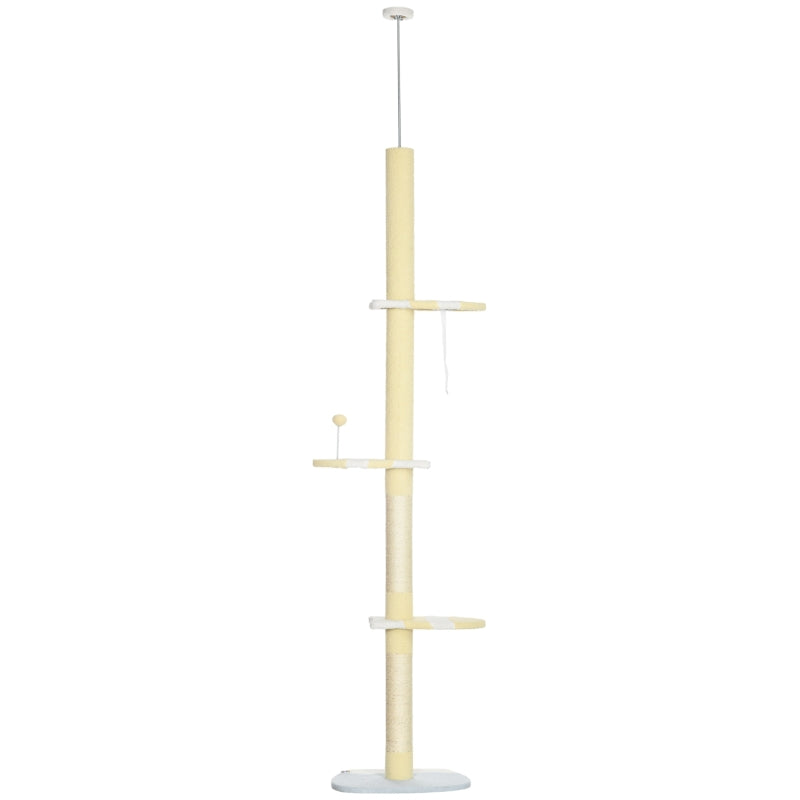 Gigab2b original image - Höhenverstellbarer Kratzbaum, Anti-Rutsch, Sisalseil-Pfosten, 220-260H x 47L x 34W cm, Gelb/Weiß/Blau
