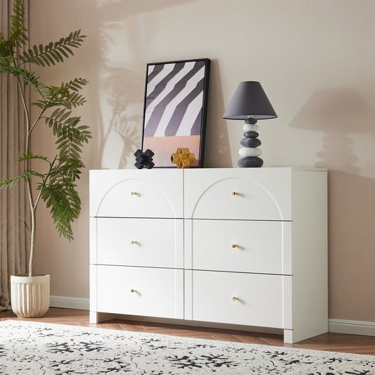 Gigab2b original image - Kommode mit 6 Schubladen – Weiße Türkommode mit Schubladen für Wohnzimmer und Schlafzimmer, Maße: H82/B120/T40 cm