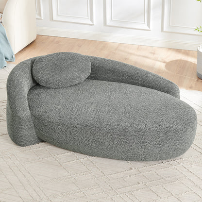 Gigab2b original image - Minimalistisches Teddyfleece-Sofa mit abgerundetem Design, weich gepolsterte Couch mit Kissen, vielseitig einsetzbar für Wohnzimmer, Schlafzimmer und Studio,Gray