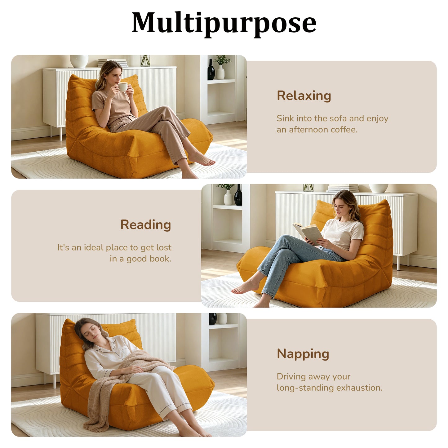 Cozy Floor Sofa Chair: Comfortable Lazy Lounger with High-Quality Foam