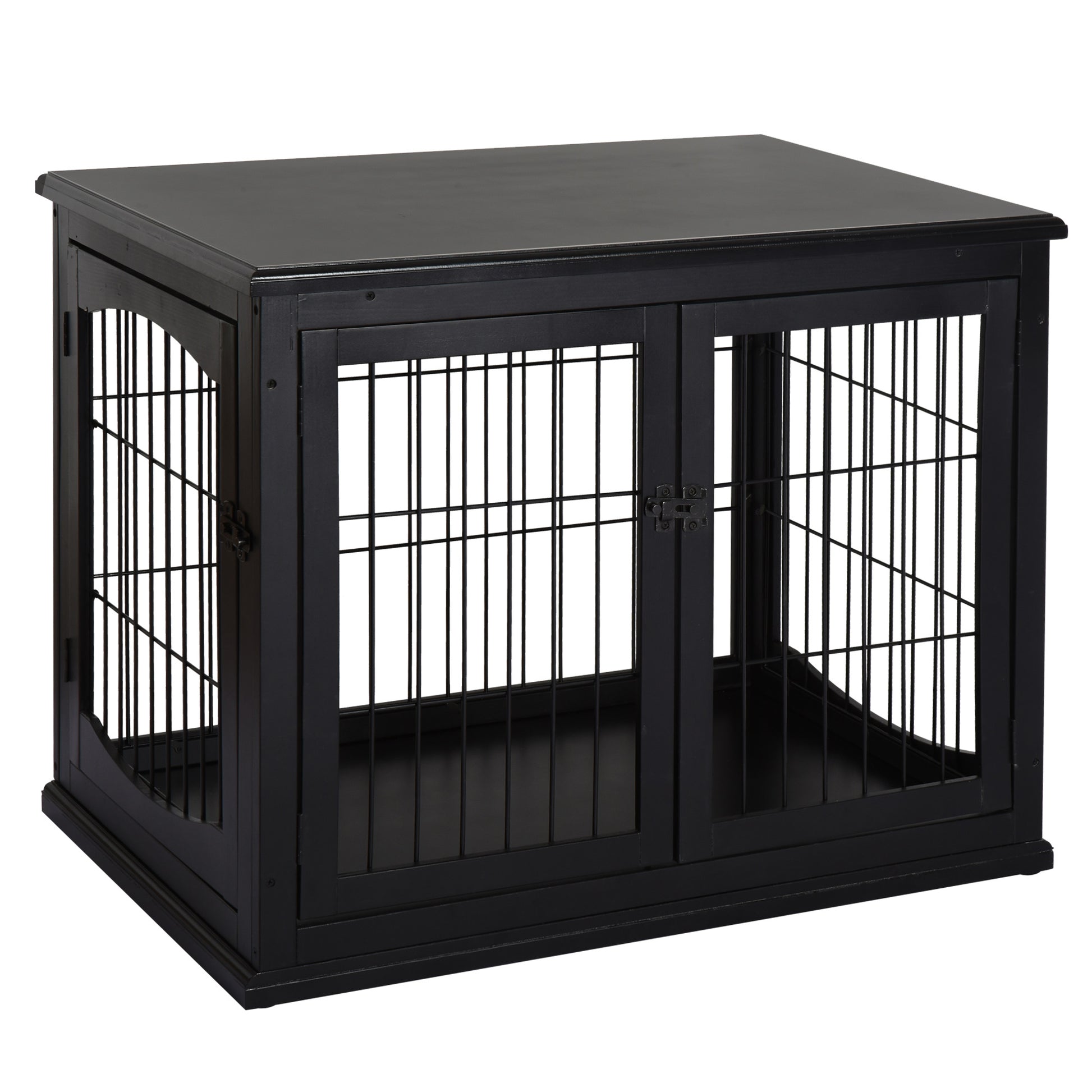 Gigab2b original image - Hundehütte  Hundehaus mit Tischoberfläche, Kleintierkäfig für Innen, MDF Metall, Schwarz, 81x58,5x66 cm