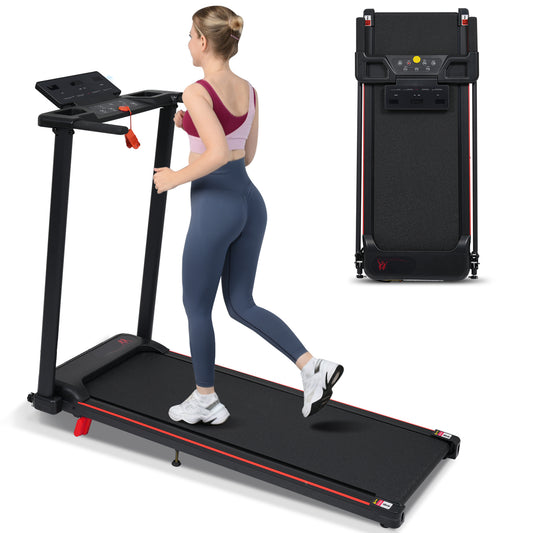 Gigab2b original image - Laufband mit 8 % Steigung, tragbares Laufband für Zuhause mit Griff, klappbares Laufband mit 1–12 km/h und 120 kg Belastbarkeit, 3,0 PS, 4 verstellbare Standfüße, Schnelltaste Geschwindigkeit