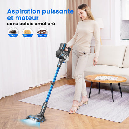 Cordless Stick Vacuum Cleaner with LED Display and Soft Roller Brush