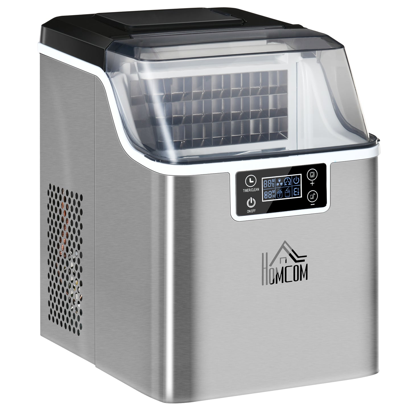 Gigab2b original image - Eiswürfelautomat, 20 kg/24h 2,3 L, mit 3,2 L Wassetank, automatisches Reinigungsprogramm, Edelstahl, 25,2 x 36 x 37,1 cm, Silber